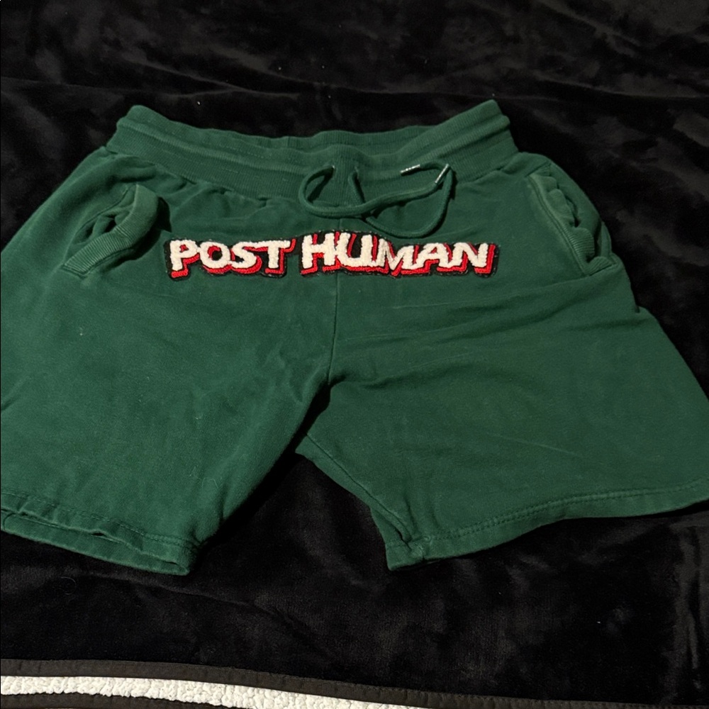 Post Human Green Athletic Shorts for Men